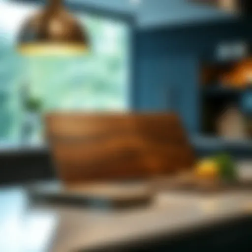 Elegant stainless steel cutting board displayed in a modern kitchen setting