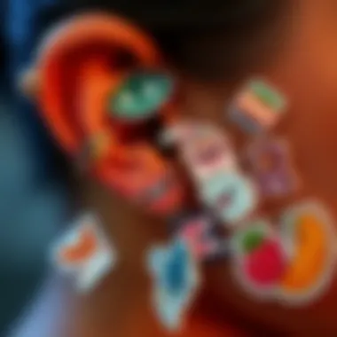 Cultural Expressions in Ear Stickers An artistic arrangement of ear stickers reflecting cultural themes and expressions