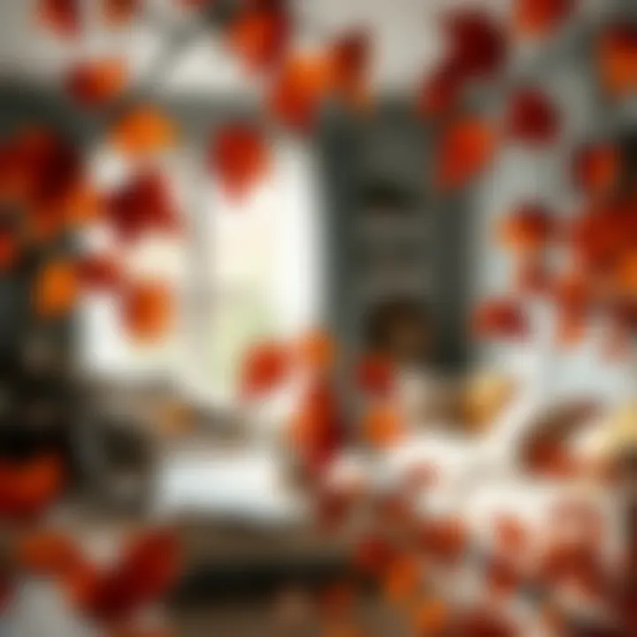 Seasonal Home Decor with Fake Leaves A beautifully styled home interior featuring fake autumn leaves in seasonal decor.