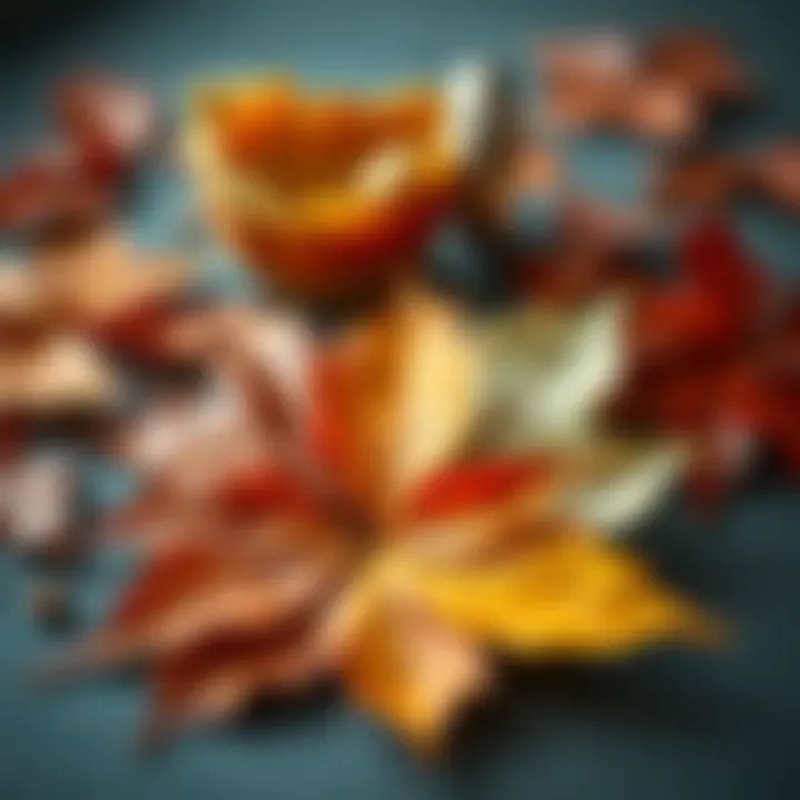 Fashion Accessories with Autumn Leaves An artistic arrangement of fake autumn leaves used in fashion accessories.