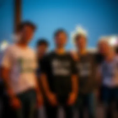 Casual Connection: Friends Bonding in 'B is for Brother' Shirts A group of friends wearing 'B is for Brother' shirts at a casual gathering