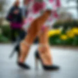 Elegant black stilettos paired with a floral dress