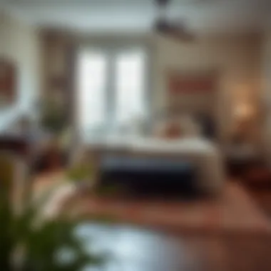 Bohemian geometric rug complementing a cozy bedroom