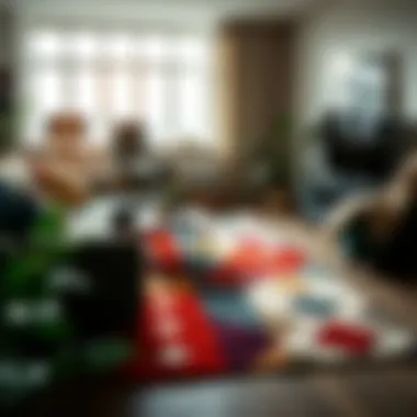 A vibrant bohemian geometric rug enhancing a modern living room