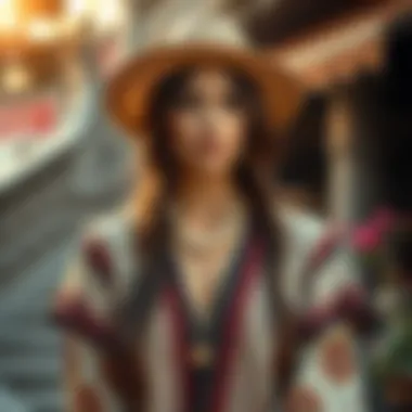 A luxurious Boho Glam outfit showcasing intricate patterns and textures