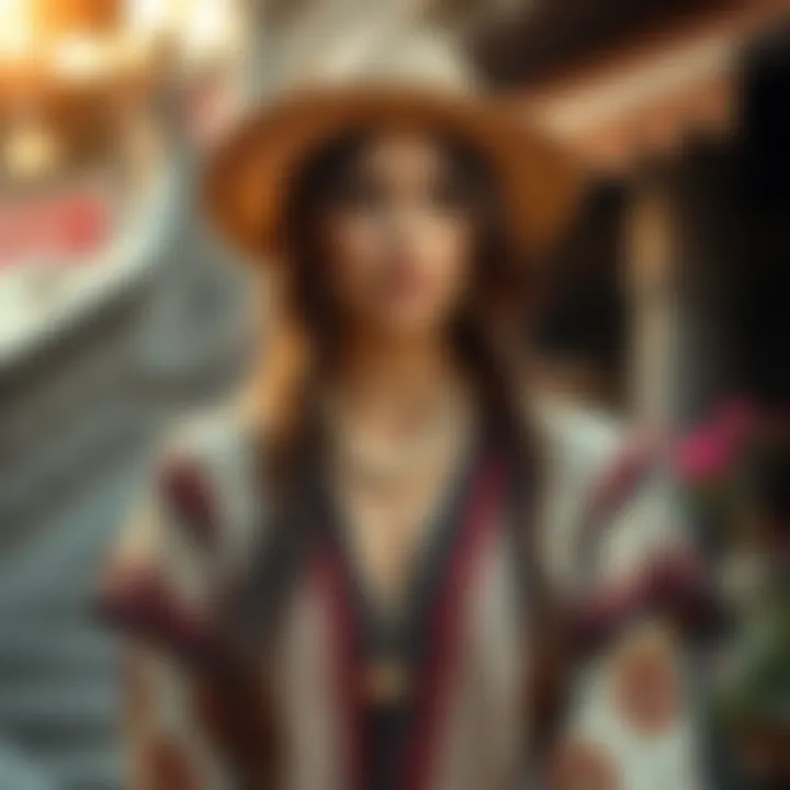 A luxurious Boho Glam outfit showcasing intricate patterns and textures