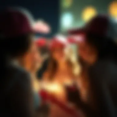 Bridal Party Celebration Bridal party wearing matching baseball hats during a pre-wedding celebration