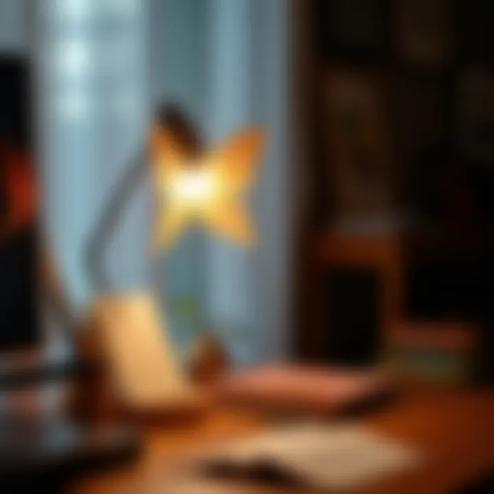 Aesthetic Butterfly Desk Lamp Aesthetic butterfly desk lamp illuminating a workspace