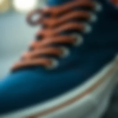 Close-up of the grip features on a canvas skate shoe.