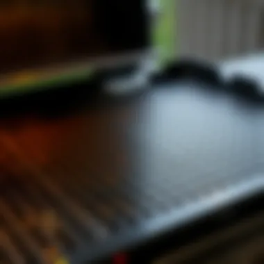 A clean grill mat ready for use on a barbeque grill
