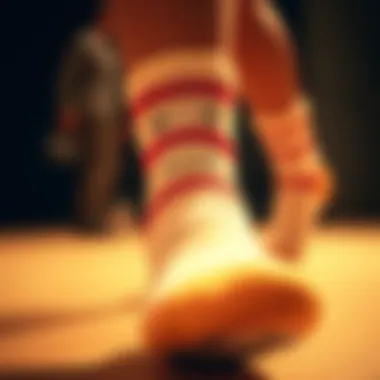 A close-up of a sock featuring a joyful face print