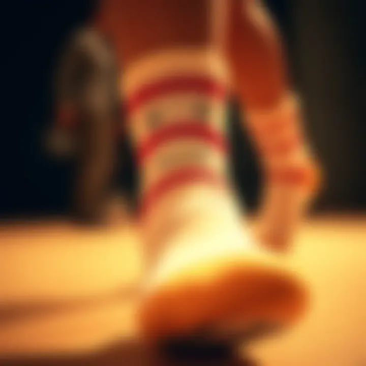 A close-up of a sock featuring a joyful face print