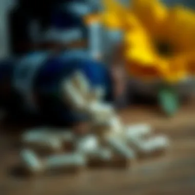 Collagen supplement capsules on a wooden surface