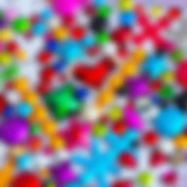 A vibrant collage of rhinestone stickers in various colors and shapes, celebrating creativity.