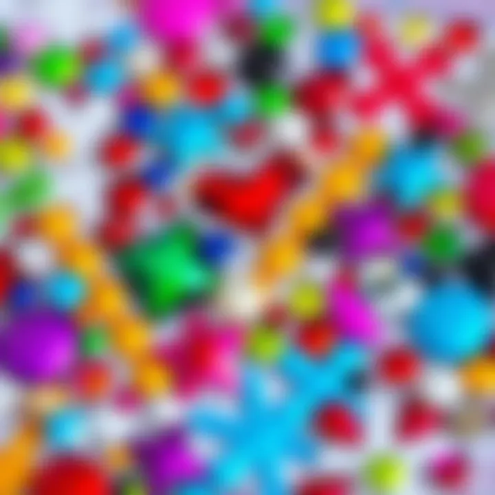 A vibrant collage of rhinestone stickers in various colors and shapes, celebrating creativity.