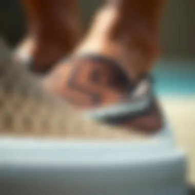 Detailed Examination of Slip-On Pool Shoe Materials Close-up of slip-on pool shoe materials and textures