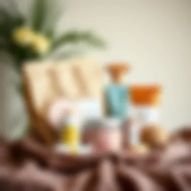 Stylish arrangement of bridal shower gift bag contents