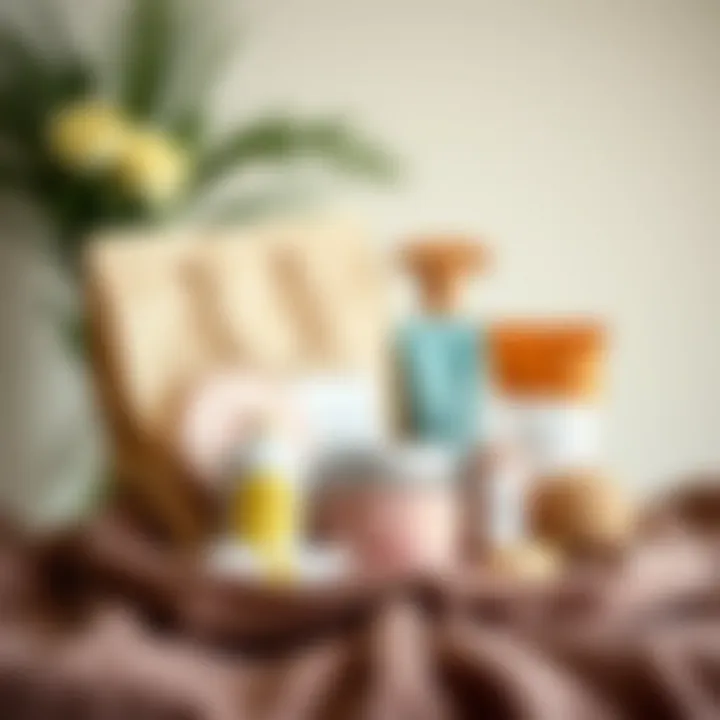 Stylish arrangement of bridal shower gift bag contents