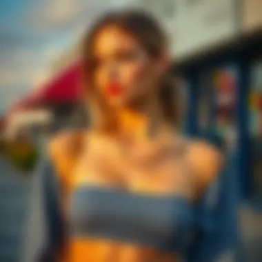 Fashionable individual wearing a chic crop top outfit