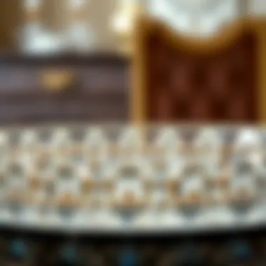 Close-up view of crystal tray holder highlighting its craftsmanship