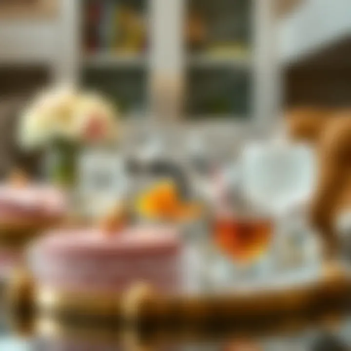 Fashionable display of crystal tray holders with accessories