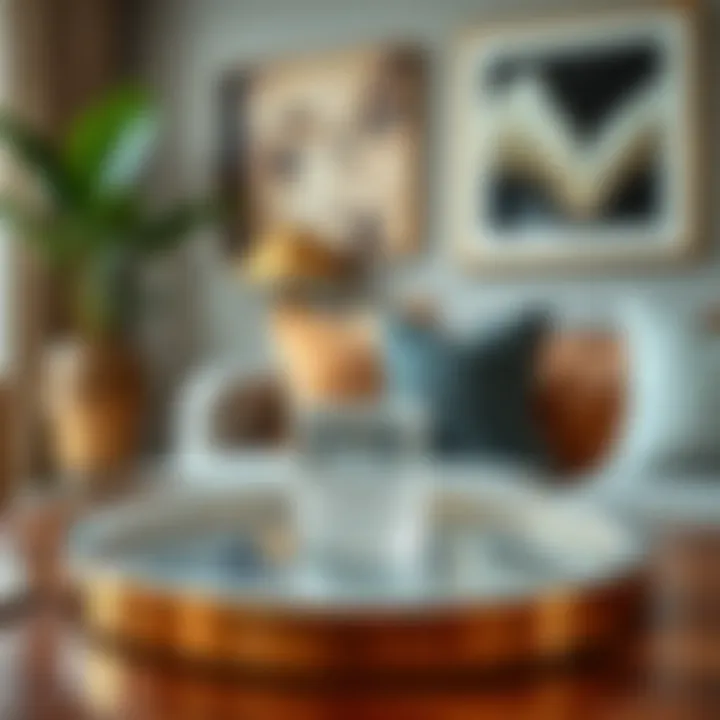 Stylish crystal tray holder in modern home decor setting