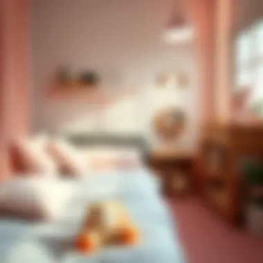 A cozy Sanrio-themed bedroom with plush toys and pastel colors