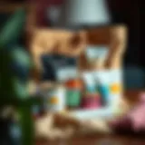 An aesthetically arranged hangover gift bag filled with recovery essentials.