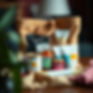 An aesthetically arranged hangover gift bag filled with recovery essentials.