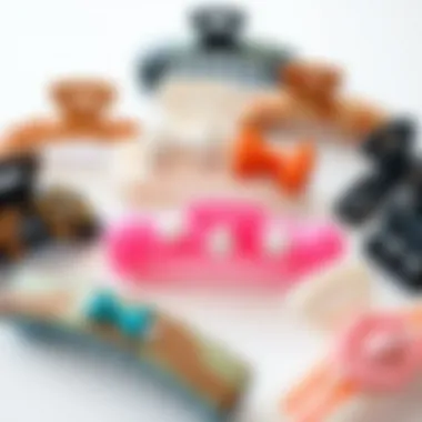 An array of custom hair claw clips showcasing various designs and colors