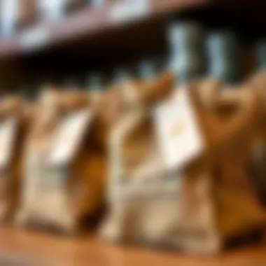 Personalized Mini Burlap Bag Designs Close-up of custom mini burlap bags with unique designs and tags