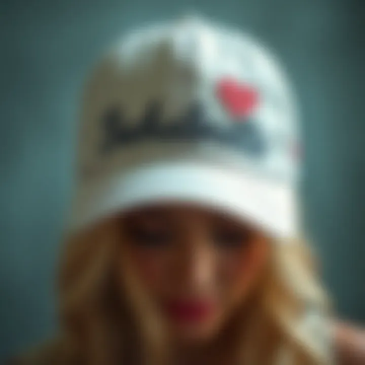 Customized Bachelorette Hat Close-up of a customized bachelorette baseball hat with unique designs