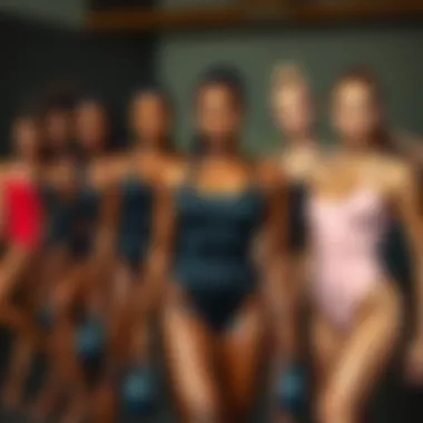 Diverse Individuals in Bodysuits Group of diverse individuals wearing workout bodysuits