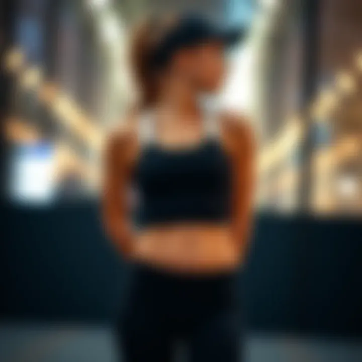 Bodysuit with Athletic Accessories Fashionable bodysuit paired with athletic accessories