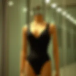 Stylish one piece workout bodysuit displayed on a mannequin