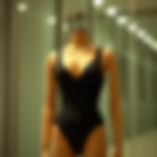 Stylish one piece workout bodysuit displayed on a mannequin