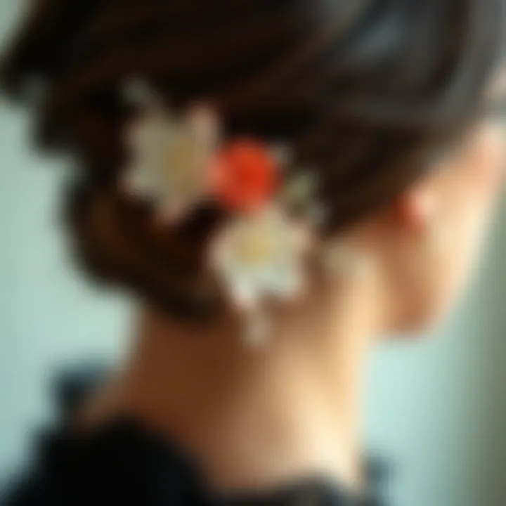 Close-up of a delicate floral hair clip showcasing craftsmanship