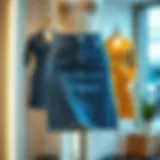 Modern Fashion Trends in Denim Skirts A stylish denim skirt displayed on a mannequin showcasing modern fashion trends