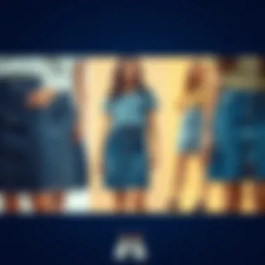 A collage of sustainable denim skirts emphasizing eco-friendly fashion choices