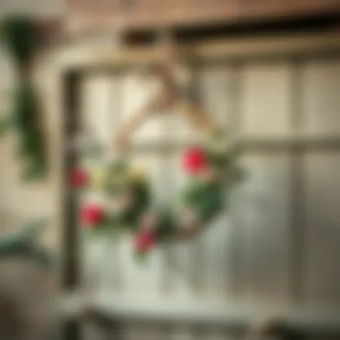 Rustic Charm of Wooden Wreath Hangers Rustic wooden wreath hanger adorned with spring motifs