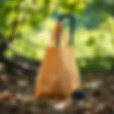 Eco-friendly collapsible shopping bag against a natural background