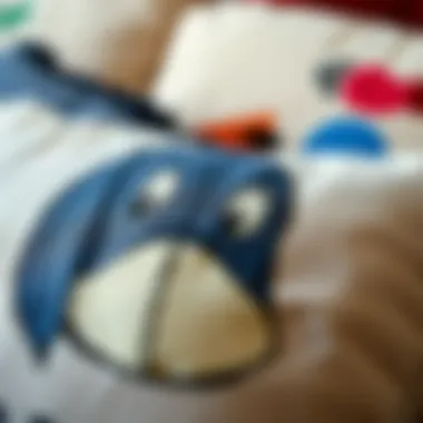 Close-up of the Eeyore pillow highlighting its unique fabric and craftsmanship