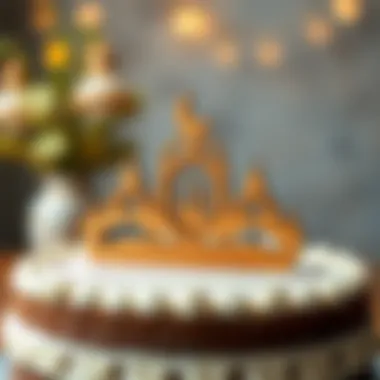 A beautifully handcrafted wooden cake topper with an Islamic design.