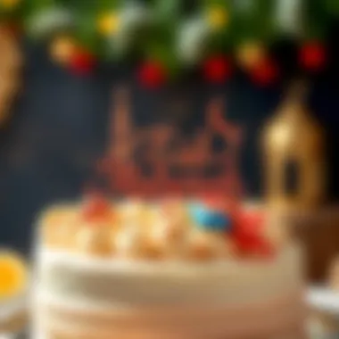 Personalized Eid Mubarak cake topper with names and festive elements.