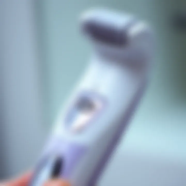 Ergonomic Design of Electric Callus Remover Close-up view of an electric callus remover in action, showcasing its ergonomic design and effective function.