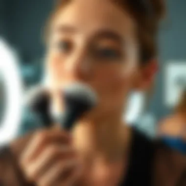 User enjoying an electric makeup brush experience