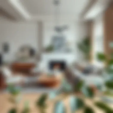 Contemporary living room featuring eucalyptus-inspired decor elements