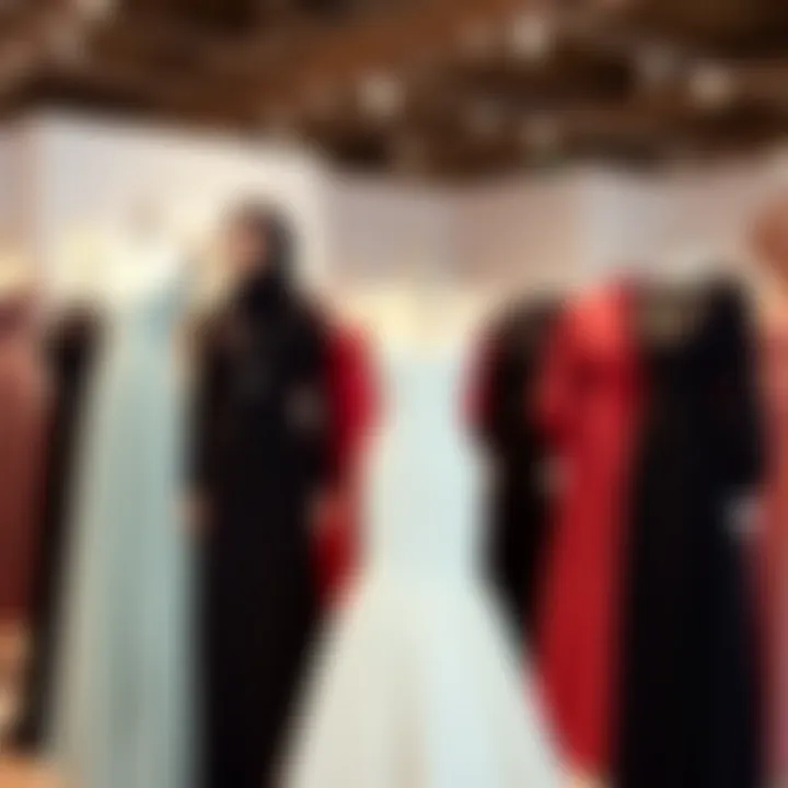 Collection of stylish modest dresses on display