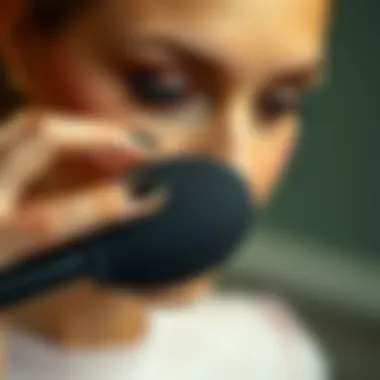 Demonstration of the Big Black Beauty Blender in action applying makeup