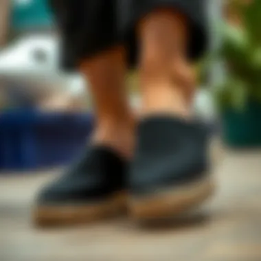 Sustainability in Espadrilles Production Sustainable materials used in the making of black canvas espadrilles flats